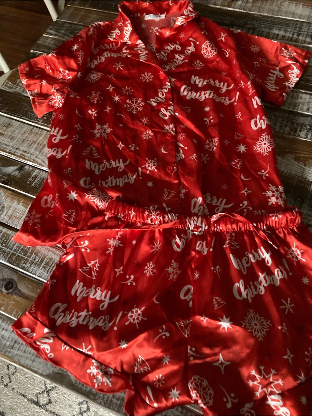 Women's Red 'Merry Christmas' Short Pajama Set